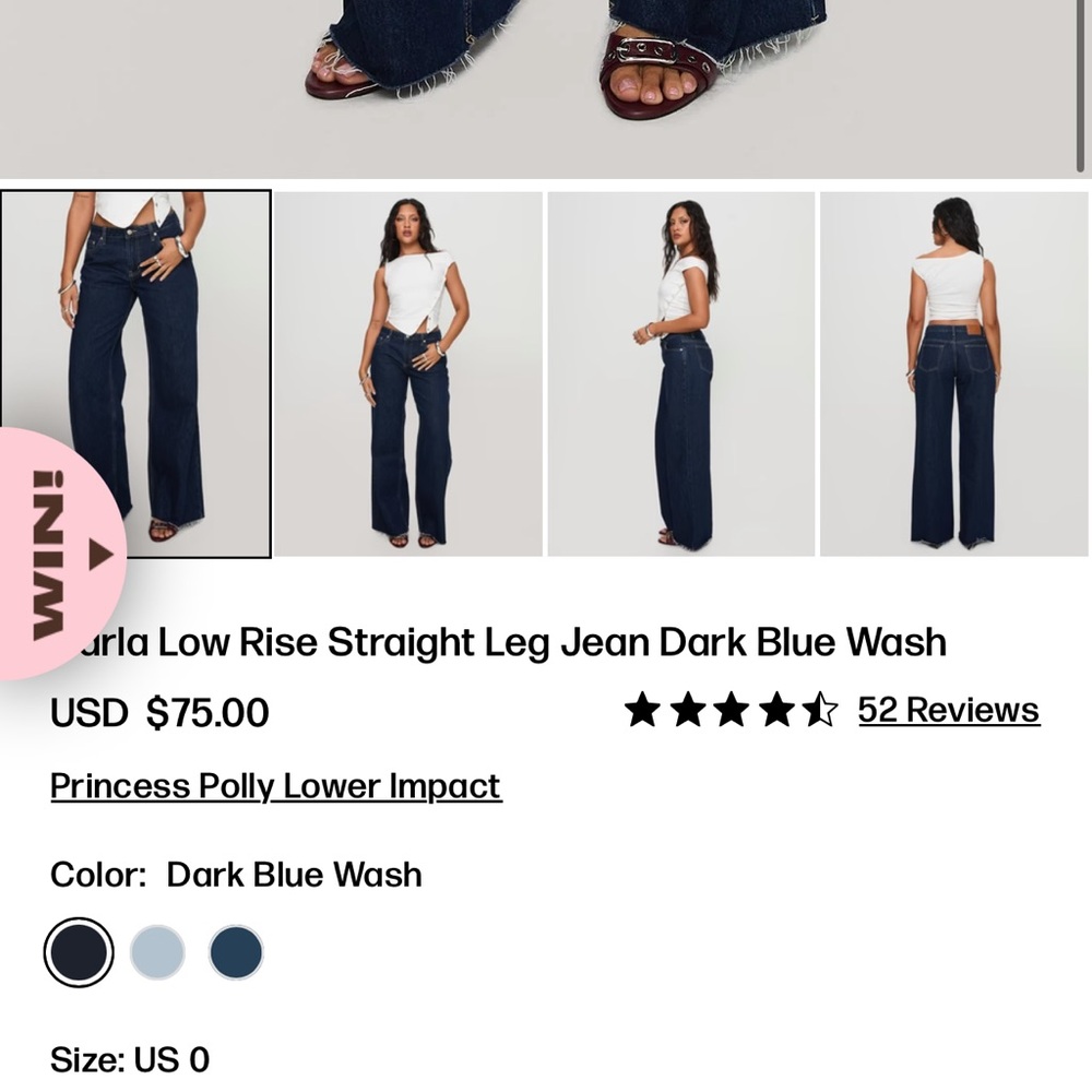 Princess Polly Dark Blue straight Jeans - Picture 3 of 3
